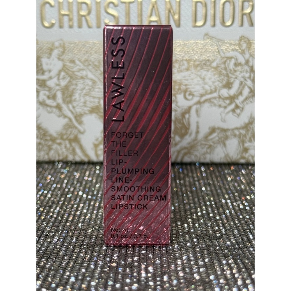 LAWLESS Forget The Filler Satin Cream Lipstick Cookie 3.7g NIB Warm Nude Lip